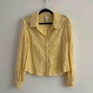 Joie Yellow Eyelet Button Down Shirt
